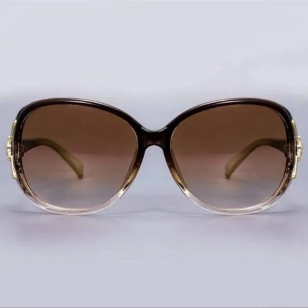 Brown Gold Ombre Oversized Sunglasses Boho Glasses Nwt